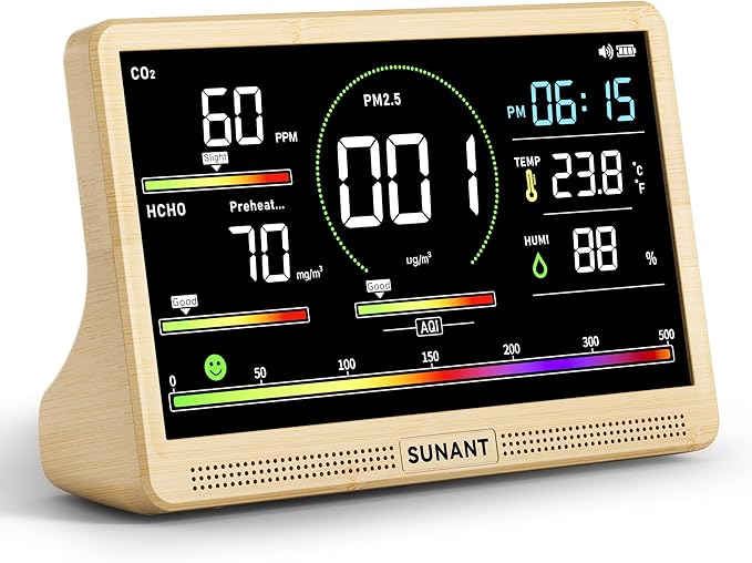 16-in-1 Air Quality Monitor Indoor, Real Time CO2, Formaldehyde, Temperature & by Unknown