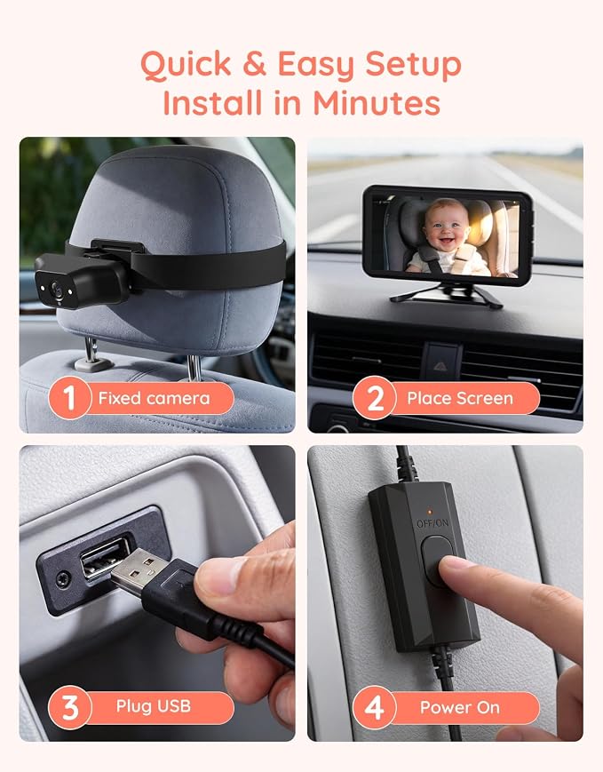 Babyvue BV5 Baby Car Camera 1080P, Dual USB Powered - Image 7