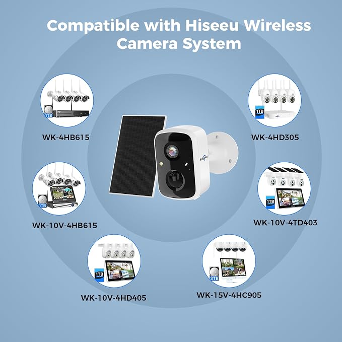 Hiseeu Solar Security Cameras Wireless Outdoor 2 Pack, Battery Powered 3K 4MP - Image 5