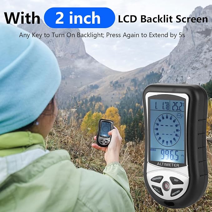 Digital Altimeter, Digital Compass, Hiking Thermometer, Timer & Backlight - Image 6