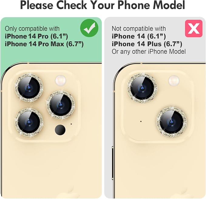 for iPhone 14 Pro/14 Pro Max Camera Lens Protector Bling, 9H Hardness - Image 2