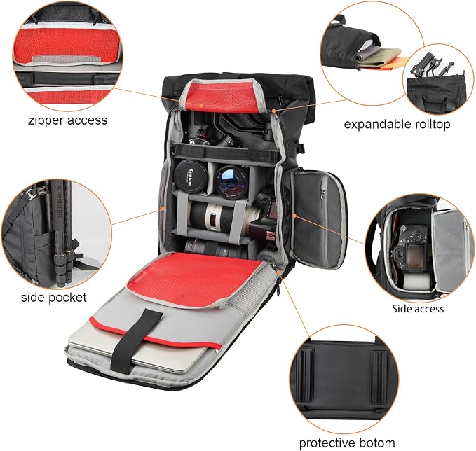 Besnfoto Camera Backpack Waterproof Camera Bag Satchel - Image 4