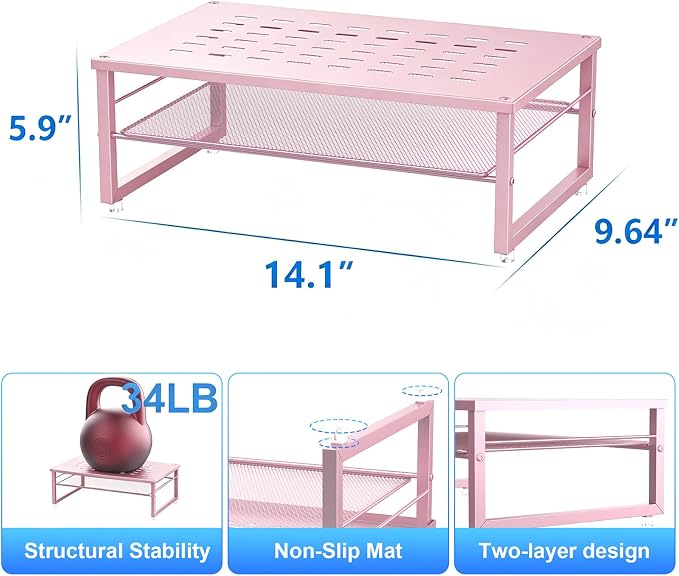 Gianotter 2-Tier Metal Monitor Stand Riser, Workspace Organizer - Image 5