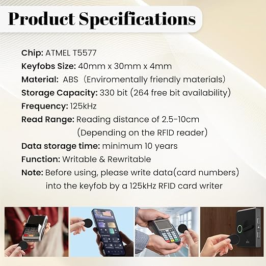 20pcs T5577 RFID Keyfobs 125kHz Writable T5577 Key Tags Proximity ID Card Token - Image 4