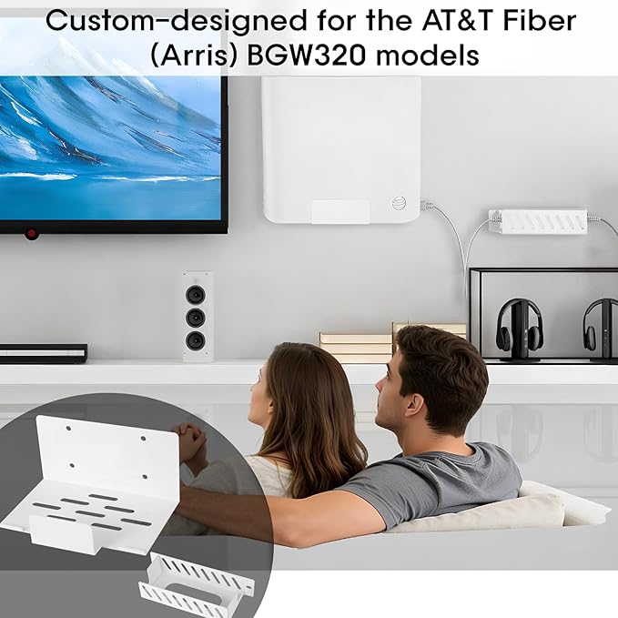 Metal Wall Mount for AT&T Fiber BGW320+Power Bricks Mount Holder Kit, Designed - Image 4