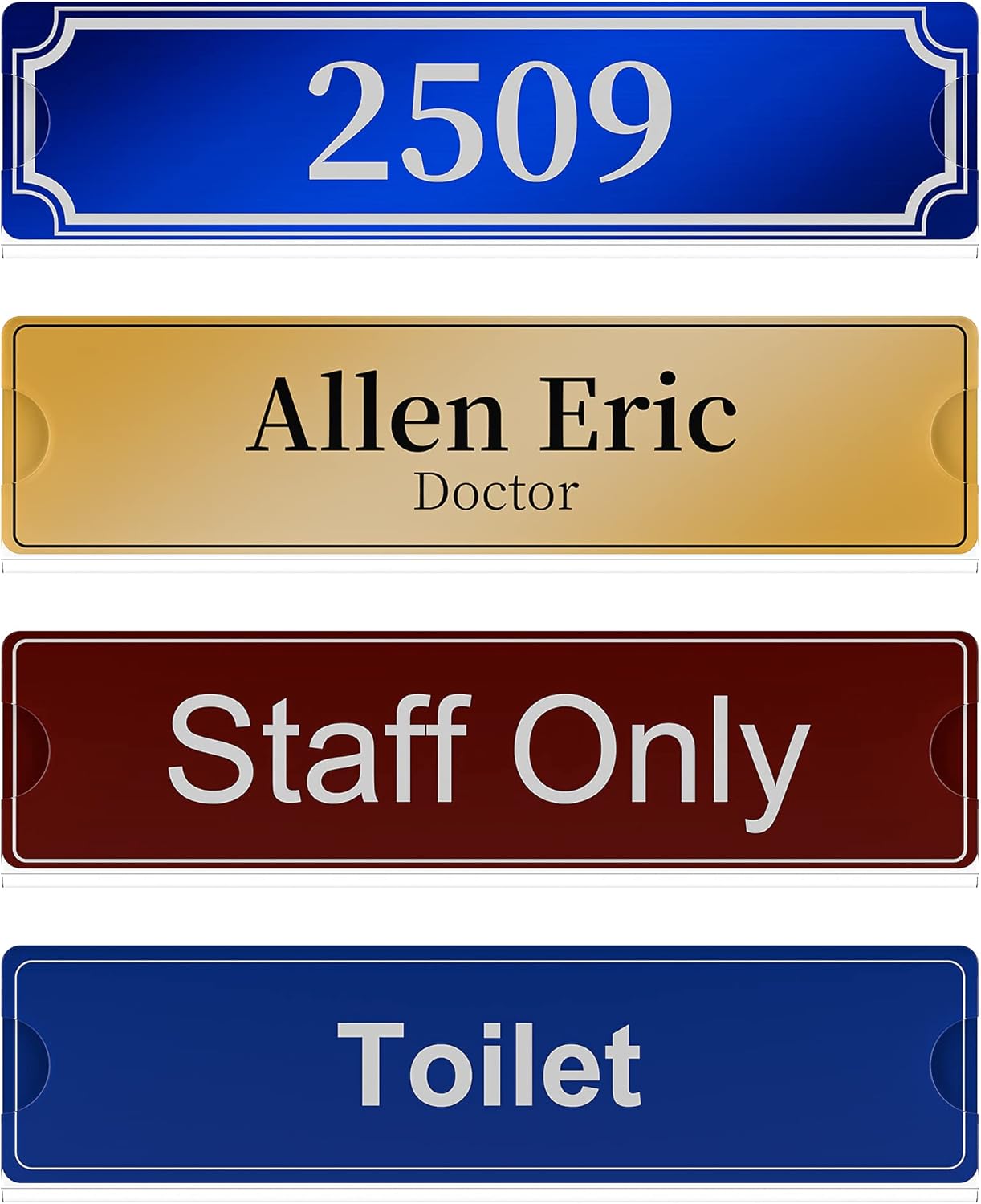 Richboom Acrylic Wall Name Plate Holder, 2x8 Inch, 5 Pack Clear Acrylic Sign Holder Frame with Adhesive Tapes, Door Plates for Home, Office, Classroom