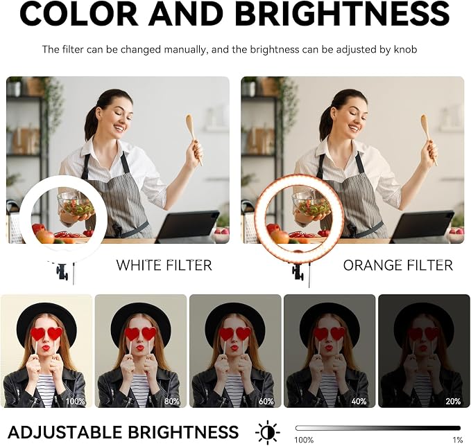 Ring Light Kit 18" 55W 5500k dimmable LED Light, 70inch Foldable Stand - Image 4