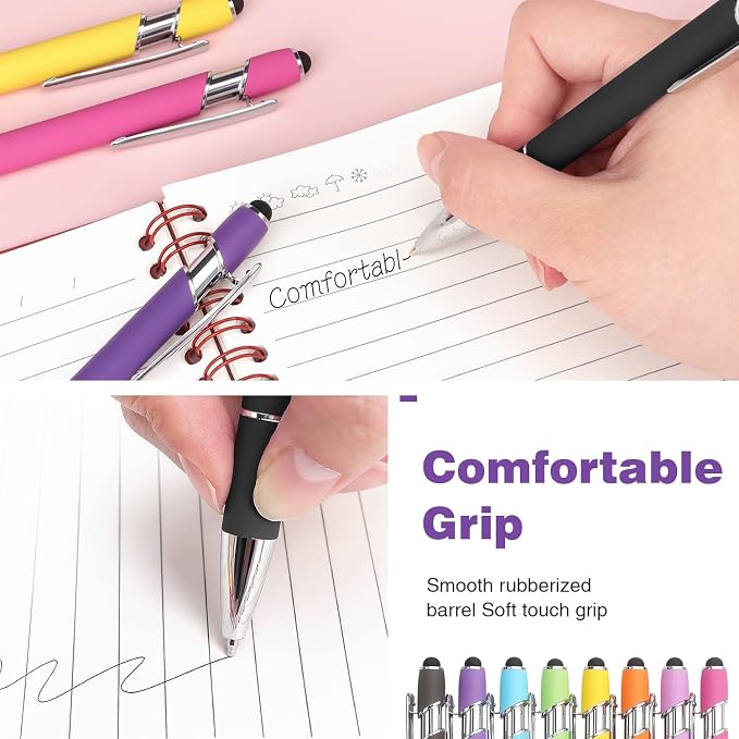 Bribobo 8 Pack Ballpoint Pen 2-in-1 Stylus Retractable Ballpoint Pen - Image 4