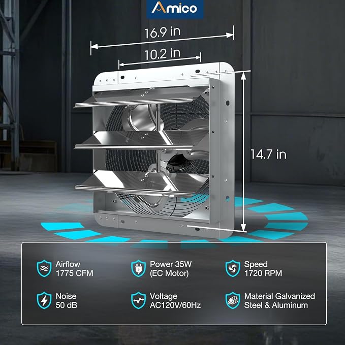 Amico 14" Shutter Exhaust Fan - Image 5