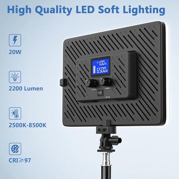 2 Pack Led Video Light Kit, 4000mAh Rechargeable Lithium Battery, Light Panel - Image 5