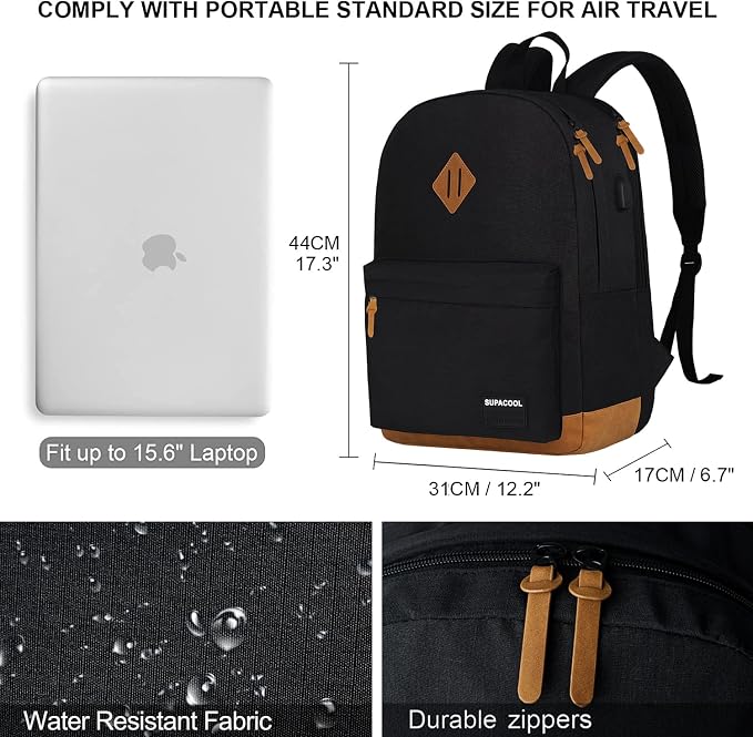 SUPACOOL Casual Laptop Backpack, Lunch bag, Pencil bag, School backpack - Image 2