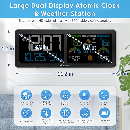 Geevon Weather Stations Wireless Indoor Outdoor Thermometer - Image 2