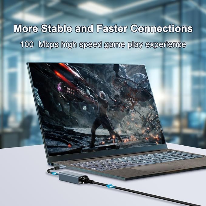 USB C to Ethernet Adapter, Driver Free RJ45 to USB C, 100Mbps Type-C Ethernet - Image 6