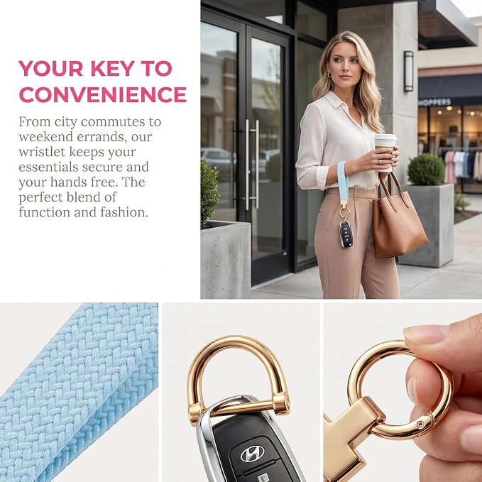 Weixiltc Keychain Wristlet for Women, Elastic Woven Lanyard - Image 2