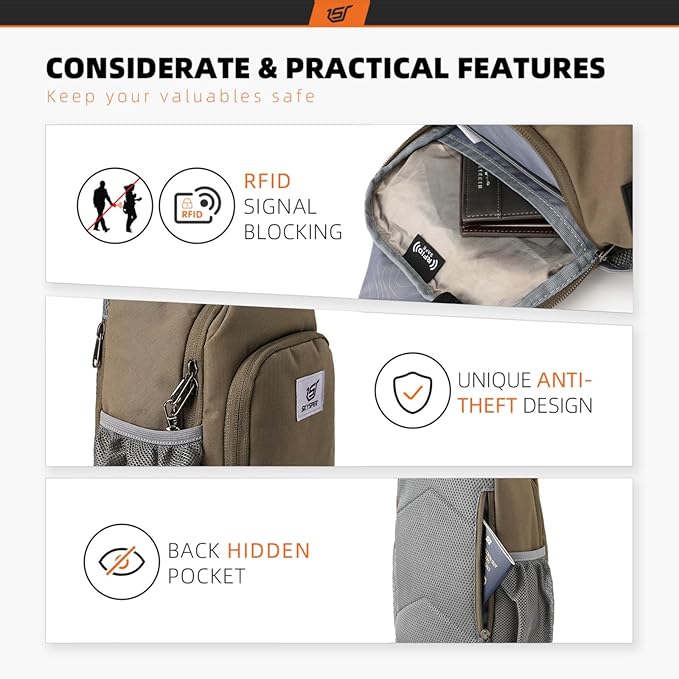 SKYSPER Sling Bag RFID Crossbody Sling Backpack Cross Body Shoulder Bag Travel - Image 3