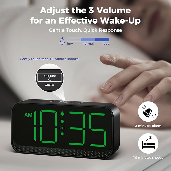 Acedeck Battery Operated Digital Clock: Cordless Small Alarm Clock - Image 6