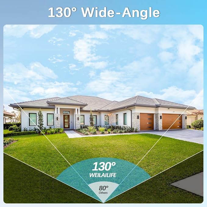 【130° Ultra Wide-Angle】 Wireless Security Camera System, Outdoor WiFi Cameras - Image 5