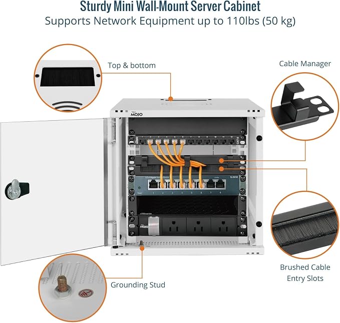 Tecmojo 6U 10 inch Rack, Wall Mount Network Cabinet Set, 12.3W x 13D x 11.8H- - Image 4