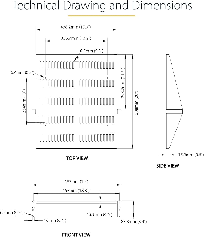 StarTech.com 2U Server Rack Shelf, Center Mounted Universal Vented Rackmount - Image 3