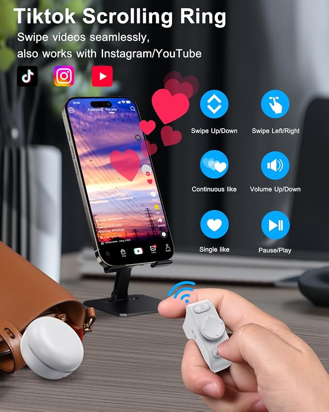 TikTok Scrolling Ring Remote Control, Camera Shutter Remote, Wireless Bluetooth - Image 3