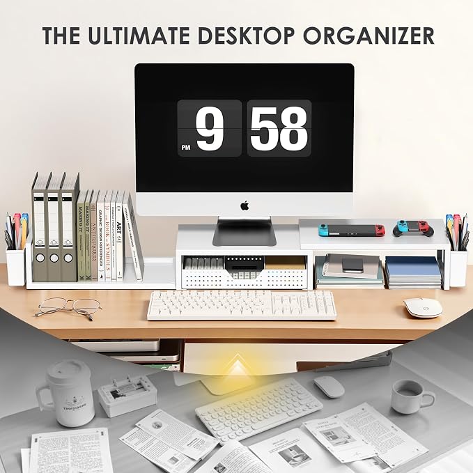 OPNICE Desk Organizers and Accessories, Dual Monitor Stand Riser - Image 5