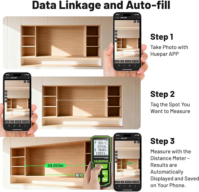 Huepar 395FT Bluetooth Green Laser Measuring Tool - Image 9