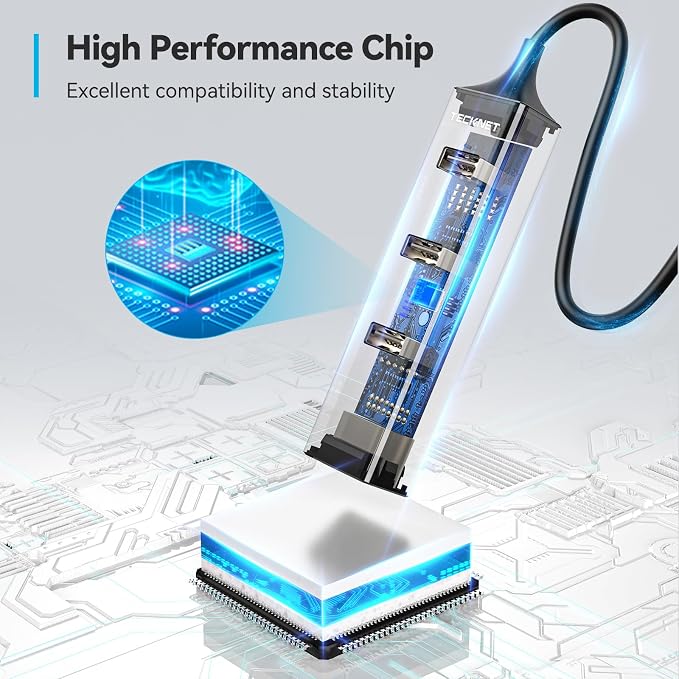 TECKNET USB C to Ethernet, Aluminum 3 Port USB 3.0 Hub - Image 4