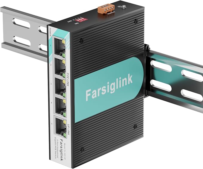 PoE Switch 5-Port Gigabit Mini Industrial Switch, RJ45 10/100/1000Mbps 802.3at - Image 9
