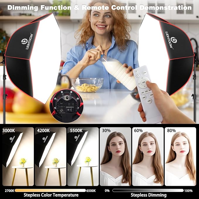 Light Box Photography Lighting Kit:2-Pack 37" Octa Softbox, Honeycomb Grid - Image 3