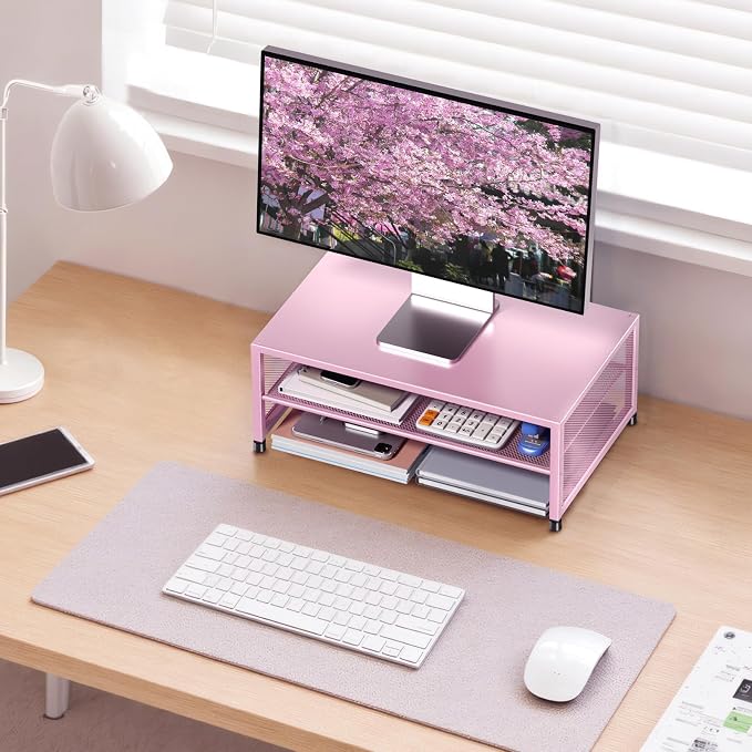 ECOLOVI 2-Tier Computer Monitor Stand Riser, Desk Organizer - Image 5