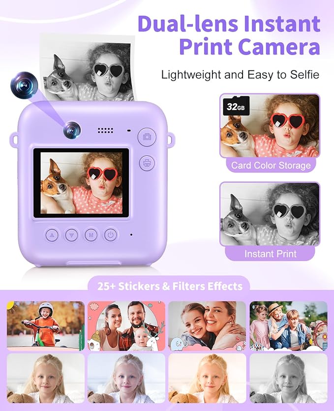 Digital Camera for Kids Instant Print, 48MP Dual-Lens Kids Camera for Girls - Image 3