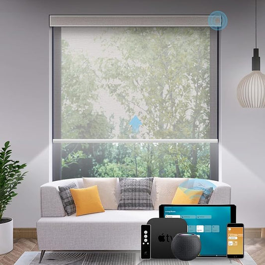 SmartWings Motorized Light Filtering Roller Shades Work by SmartWings