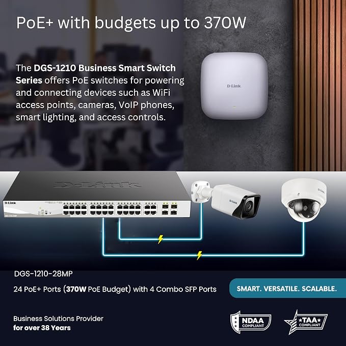 D-Link 28-Port Gigabit Smart Managed PoE+ Switch, 24 PoE+ Ports + 4 SFP Combo - Image 5