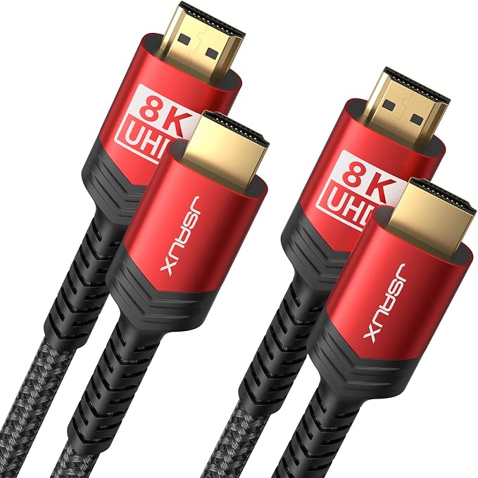 JSAUX 8K HDMI Cable 2.1 2 Pack 10ft, 48Gbps Ultra High Speed HDMI Cable Braided by JSAUX