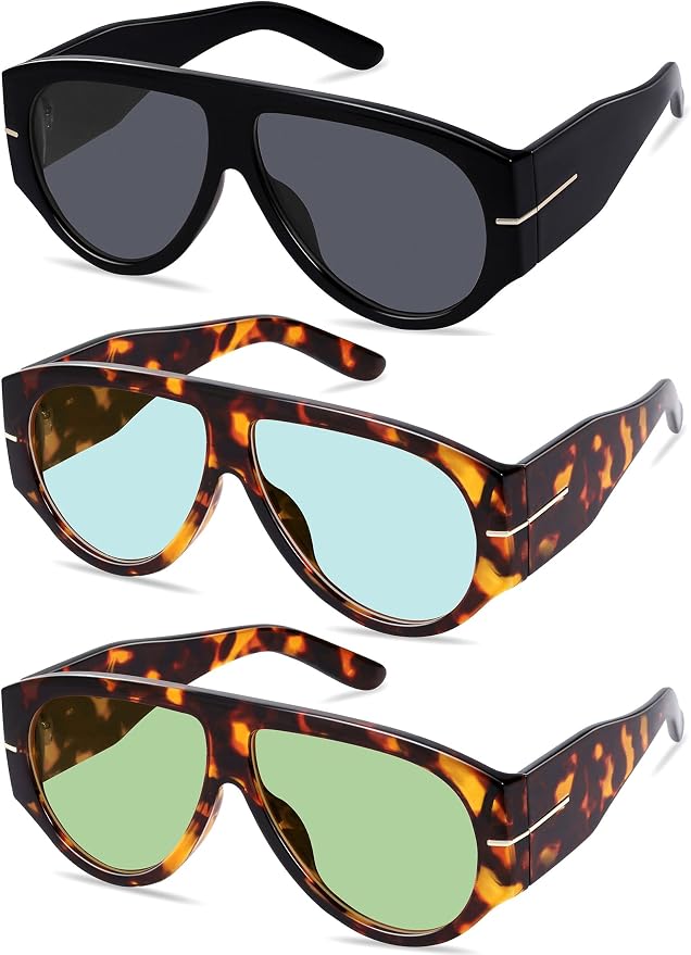 Oversized Retro Aviator Sunglasses by ymrfw