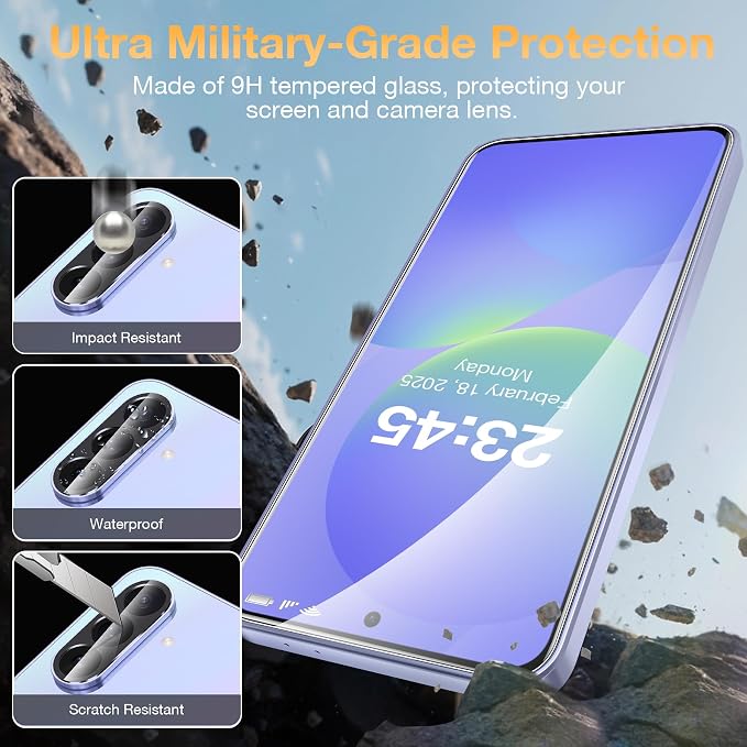 2+2 Pack for Samsung Galaxy A36 5G Screen Protector & Camera Lens Protector - Image 3