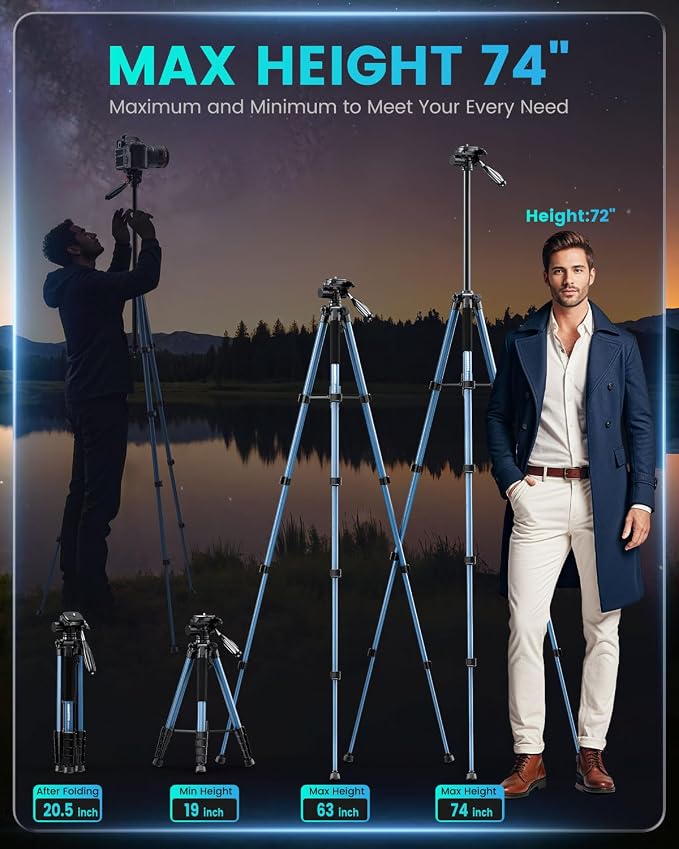 CAMBOFOTO 74"-Camera-Tripod, - Image 3