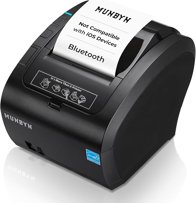 MUNBYN Bluetooth Thermal Receipt Printer P047, 80mm POS Printer, Thermal Printer by MUNBYN