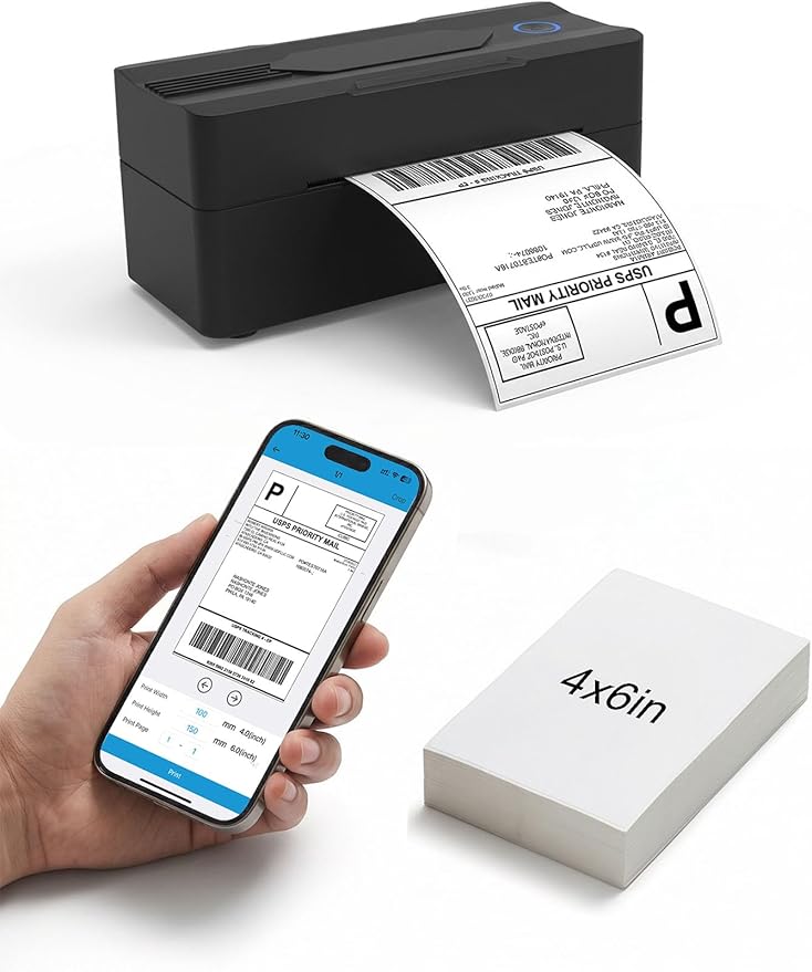 Forc Bluetooth Thermal Shipping Label Printer, 4x6 Wireless Thermal Label by FORC