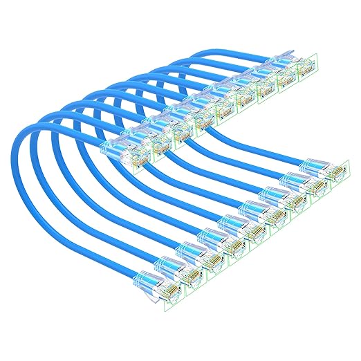 Cat 6 Patch Cables 1 feet, Slim Cat6a Ethernet Patch Cable 10Gbps 550Mhz by Unknown