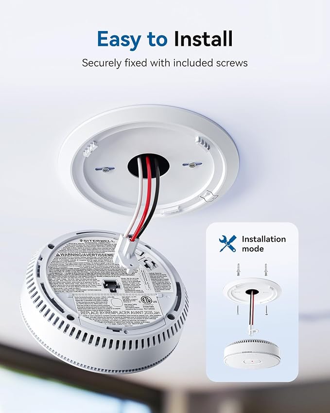 SITERWELL Hardwired Smoke Detector Carbon Monoxide Detector 10 Year Battery - Image 7