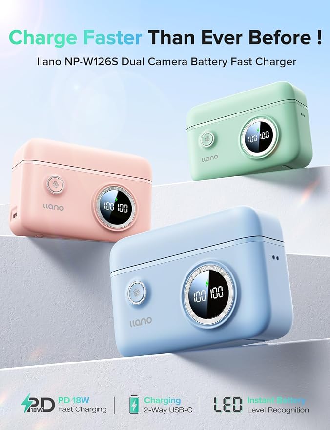 llano 2-Pack NP-W126S Batteries and Fast Charger - Image 2