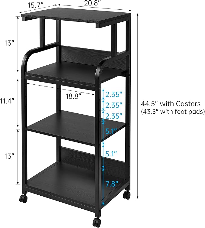 Fannova Printer Stand with Adjustable Shelf, 4 Tier Large Tall Printer Table - Image 6