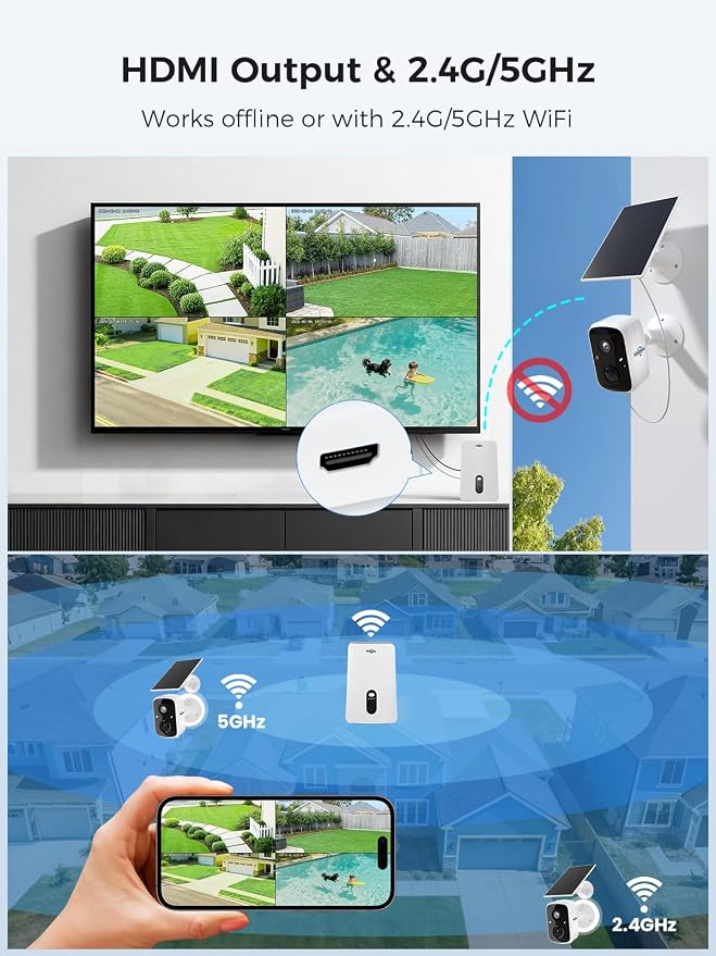 Hiseeu Solar Camera Outdoor Wireless, 4 Cam-Kit, No Subscription, Expandable to - Image 3