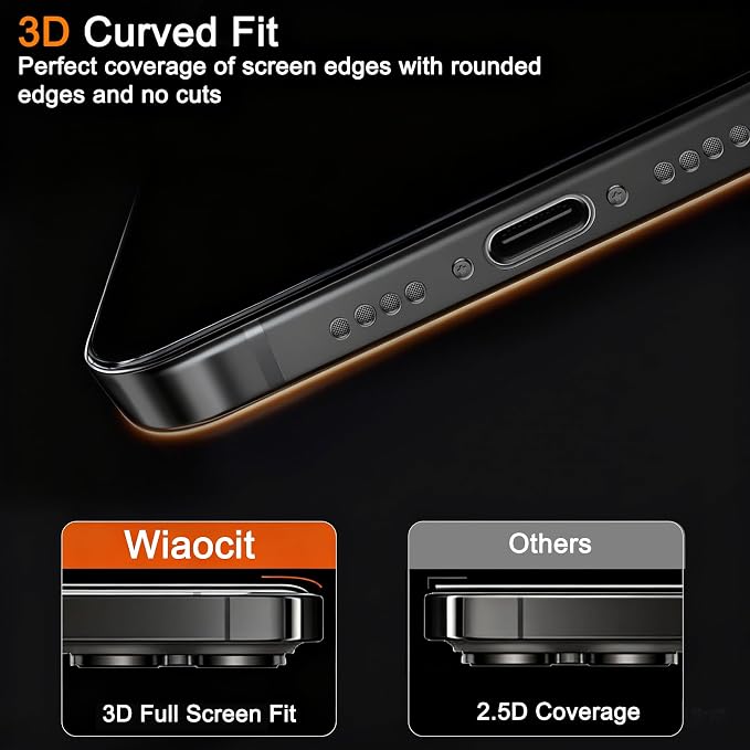 Wiaocit 3 Pack Tempered Glass Screen Protector - Image 5