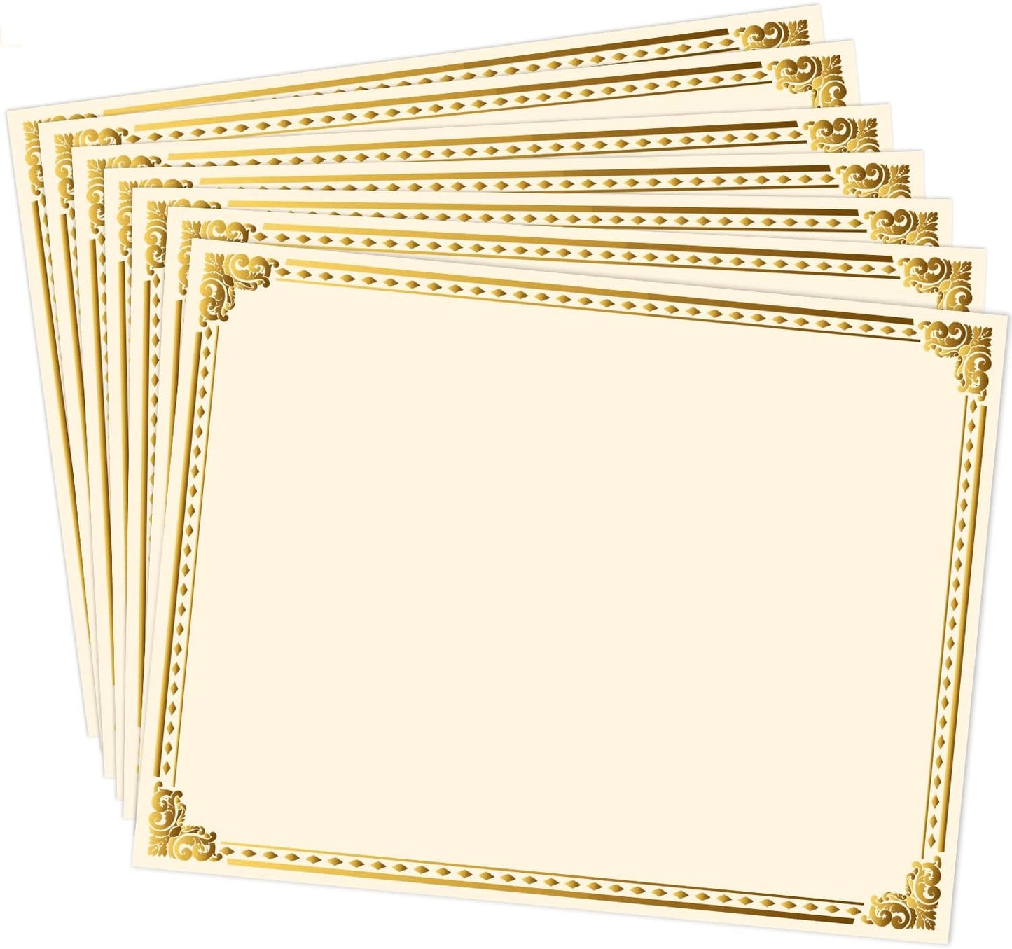 Chinco Certificate Paper Gold Foil Metallic Border Blank Award Certificate for Recognition Appreciation, Laser and Inkjet Printer Compatible, 11 x 8.5 Inches (120 Pieces)