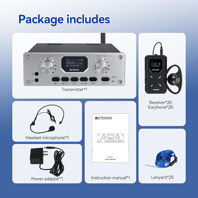 Retekess TT119 Assistive Listening System, Church Translation System - Image 9