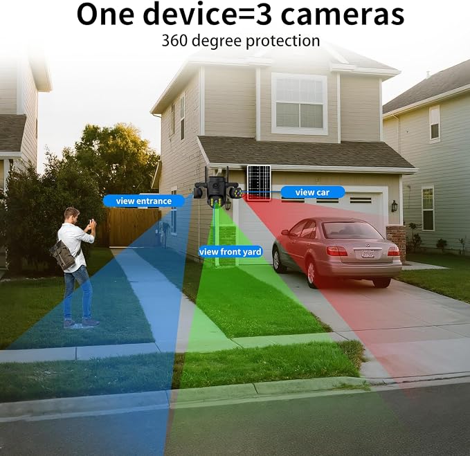 Triple Lens Outdoor Wireless Security Camera, Outdoor Cameras - Image 3