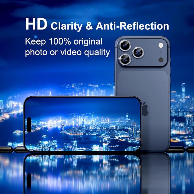 Misea Compatible for iPhone 17 Pro/iPhone 17 Pro Max Camera Lens Protector Bling - Image 4