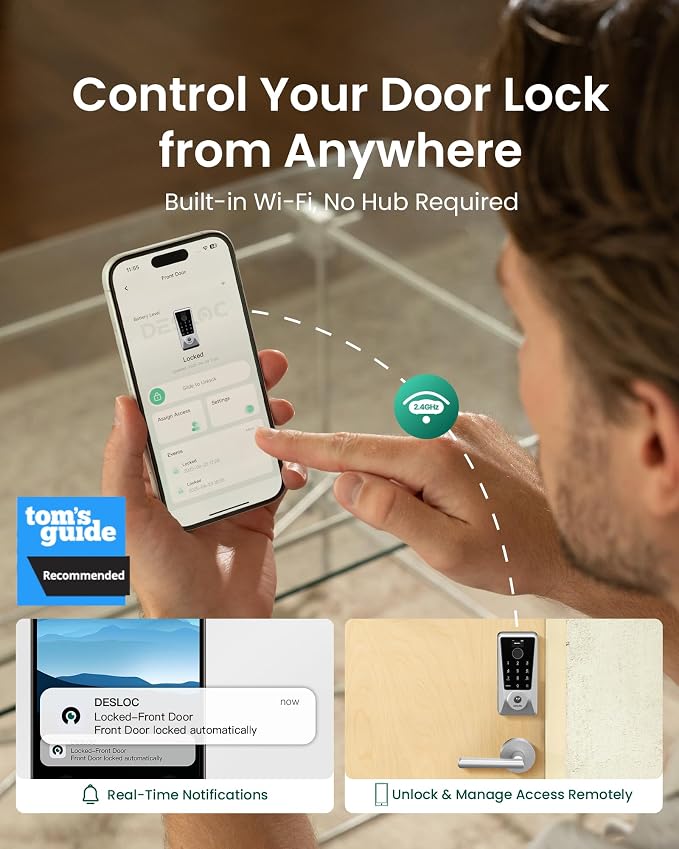DESLOC Smart Lock D110 Plus, WiFi Fingerprint Smart Front Door Lock - Image 2